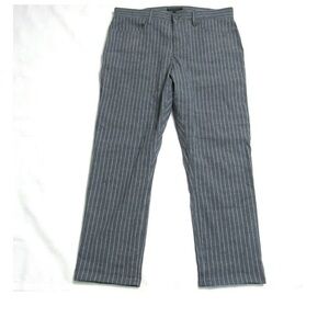 Theory Pants Womens Jordin Andria Twill Crop High Rise Blue White Pinstr…